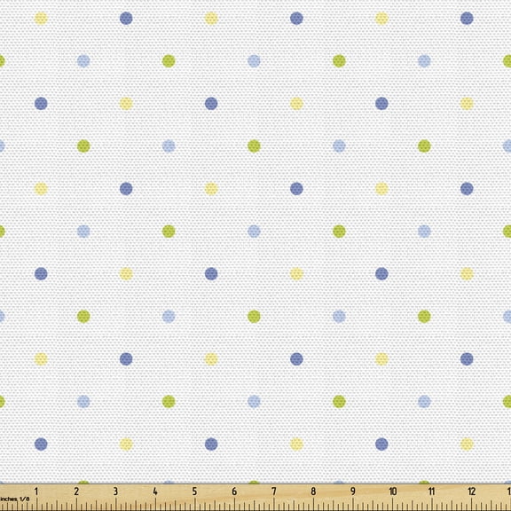 Ambesonne Retro Fabric by the Yard Upholstery, Small Pastel Polka Dots, 1 Yard, Multicolor