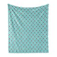 thumbnail image 1 of Retro Soft Flannel Fleece Blanket, Abstract Ornaments with Black Dots Inside Floral Motifs Symmetrical Tile, Cozy Plush for Indoor and Outdoor Use, 50" x 60", Pale Blue Black White, by Ambesonne, 1 of 5