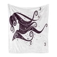 thumbnail image 1 of Retro Soft Flannel Fleece Blanket, Abstract Portrait of a Fantasy Girl with Long Fly-Away Hair and Butterflies, Cozy Plush for Indoor and Outdoor Use, 60" x 80", Eggplant and White, by Ambesonne, 1 of 6
