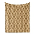 thumbnail image 1 of Retro Soft Flannel Fleece Blanket, Art Deco Inspired Prehistoric Pattern of Repeating Flowers with Faded Effect, Cozy Plush for Indoor and Outdoor Use, 50" x 60", Beige and Caramel, by Ambesonne, 1 of 5