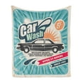 thumbnail image 1 of Retro Soft Flannel Fleece Blanket, Retro Car Wash Auto Service Repair Poster Style Art in Vintage Color Classic Design, Cozy Plush for Indoor and Outdoor Use, 50" x 70", Multicolor, by Ambesonne, 1 of 5