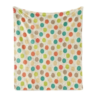 Retro Soft Flannel Fleece Blanket, Colorful Pattern with Striped Circles on Grungy Background Funky Abstract and Spotty, Cozy Plush for Indoor and Outdoor Use, 50" x 60", Multicolor, by Ambesonne