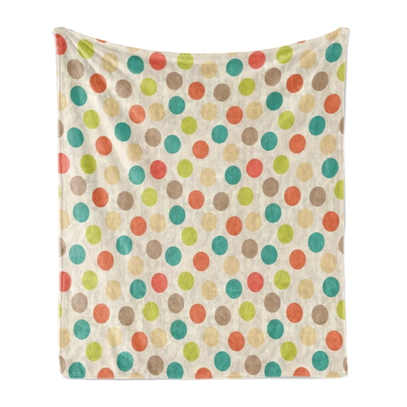 Retro Soft Flannel Fleece Blanket, Colorful Pattern with Striped Circles on Grungy Background Funky Abstract and Spotty, Cozy Plush for Indoor and Outdoor Use, 60" x 80", Multicolor, by Ambesonne