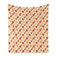 thumbnail image 1 of Retro Soft Flannel Fleece Blanket, Diagonal Chain Pattern with Big and Small Dots on Lines in Shabby Colors, Cozy Plush for Indoor and Outdoor Use, 70" x 90", Marigold Scarlet Cream, by Ambesonne, 1 of 5