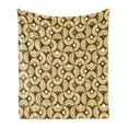 thumbnail image 1 of Retro Soft Flannel Fleece Blanket, Funky Abstract Motif Half Circular Inner Round Forms Spiral Hoops Artwork, Cozy Plush for Indoor and Outdoor Use, 70" x 90", Grey Marigold Cinnamon, by Ambesonne, 1 of 5