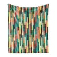 thumbnail image 1 of Retro Soft Flannel Fleece Blanket, Grunge Stripes Pattern with Colorful Composition with Traditional Halftone Background, Cozy Plush for Indoor and Outdoor Use, 50" x 70", Multicolor, by Ambesonne, 1 of 5