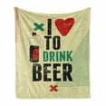 thumbnail image 1 of Retro Soft Flannel Fleece Blanket, I Love to Drink Beer Calligraphy with a Hand Holding Booze Bottle Grunge Illustration, Cozy Plush for Indoor and Outdoor Use, 60" x 80", Multicolor, by Ambesonne, 1 of 6
