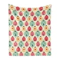 thumbnail image 1 of Retro Soft Flannel Fleece Blanket, Ladybugs Cartoon Pattern with Retro Polka Dots Daisy Blossoms and Little Hearts Love, Cozy Plush for Indoor and Outdoor Use, 60" x 80", Multicolor, by Ambesonne, 1 of 5