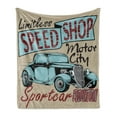 thumbnail image 1 of Retro Soft Flannel Fleece Blanket, Nostalgic Advertising Print Antique Sports Auto in Retro Rusty Colors Art Design, Cozy Plush for Indoor and Outdoor Use, 70" x 90", Teal Red Brown, by Ambesonne, 1 of 5