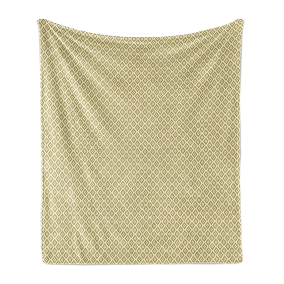 Retro Soft Flannel Fleece Blanket, Vintage Style Nostalgic Diamond Line Pattern Symmetrical Geometric Tile Design, Cozy Plush for Indoor and Outdoor Use, 60" x 80", Yellow and Cream, by Ambesonne