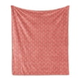 thumbnail image 1 of Retro Soft Flannel Fleece Blanket, Vintage Style Ogee Motifs with Curled Thin Lines Repeating Retro Pattern Print, Cozy Plush for Indoor and Outdoor Use, 60" x 80", Coral and Yellow, by Ambesonne, 1 of 5