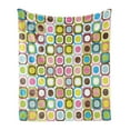 thumbnail image 1 of Retro Soft Flannel Fleece Throw Blanket, Abstract Grunge Background with Geometric Cubes Inner Circles Graphic Design, Cozy Plush for Indoor and Outdoor Use, 50" x 60", Multicolor, by Ambesonne, 1 of 5