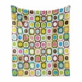 thumbnail image 1 of Retro Soft Flannel Fleece Throw Blanket, Abstract Grunge Background with Geometric Cubes Inner Circles Graphic Design, Cozy Plush for Indoor and Outdoor Use, 70" x 90", Multicolor, by Ambesonne, 1 of 6
