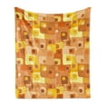 thumbnail image 1 of Retro Soft Flannel Fleece Throw Blanket, Abstract Square Pattern Rounded Funky Geometric Modern Ornament Tiled Illustration, Cozy Plush for Indoor and Outdoor Use, 60" x 80", Multicolor, by Ambesonne, 1 of 5