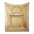 thumbnail image 1 of Retro Soft Flannel Fleece Throw Blanket, Antique Building Roman Olive Branch and Greek Architecture Motif, Cozy Plush for Indoor and Outdoor Use, 60" x 80", Pale Brown and Coffee, by Ambesonne, 1 of 6