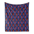 thumbnail image 1 of Retro Soft Flannel Fleece Throw Blanket, Art Deco Inspired Round Shapes with Streaks Grid Like Design, Cozy Plush for Indoor and Outdoor Use, 50" x 60", Violet Blue Vermilion, by Ambesonne, 1 of 5