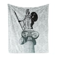 thumbnail image 1 of Retro Soft Flannel Fleece Throw Blanket, Athena on Baroque Background Greek Woman on Classic Damask Pattern, Cozy Plush for Indoor and Outdoor Use, 50" x 60", Pale Turquoise Black, by Ambesonne, 1 of 5