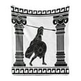 thumbnail image 1 of Retro Soft Flannel Fleece Throw Blanket, Black Warrior Silhouette Ready to Attack Between Ionic Palace Columns, Cozy Plush for Indoor and Outdoor Use, 50" x 70", Black White, by Ambesonne, 1 of 6