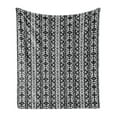 thumbnail image 1 of Retro Soft Flannel Fleece Throw Blanket, Boho Pattern in Dark and White Western Native Effects Folk Design, Cozy Plush for Indoor and Outdoor Use, 70" x 90", Grey Black, by Ambesonne, 1 of 5