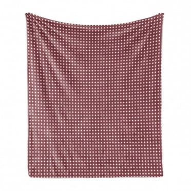 Retro Soft Flannel Fleece Throw Blanket, Continuing Print of Polka Dots Print Simple and Old Design Details, Cozy Plush for Indoor and Outdoor Use, 60" x 80", Dried Rose and Champagne, by Ambesonne