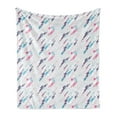 thumbnail image 1 of Retro Soft Flannel Fleece Throw Blanket, Eighties Style Abstract Futuristic Shapes Minimalistic and Spotty, Cozy Plush for Indoor and Outdoor Use, 60" x 80", Pale Blue Plum Pink, by Ambesonne, 1 of 5