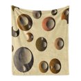 thumbnail image 1 of Retro Soft Flannel Fleece Throw Blanket, Funky Bubbles in Round Disc Shaped Model Circles Abstract Image, Cozy Plush for Indoor and Outdoor Use, 50" x 70", Pale Brown Caramel, by Ambesonne, 1 of 5