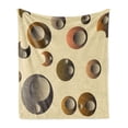thumbnail image 1 of Retro Soft Flannel Fleece Throw Blanket, Funky Bubbles in Round Disc Shaped Model Circles Abstract Image, Cozy Plush for Indoor and Outdoor Use, 70" x 90", Pale Brown Caramel, by Ambesonne, 1 of 5