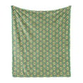 thumbnail image 1 of Retro Soft Flannel Fleece Throw Blanket, Funky Groovy Pattern with Repeated Concentric Ovals by Rotation in Vertical Order, Cozy Plush for Indoor and Outdoor Use, 50" x 70", Multicolor, by Ambesonne, 1 of 5
