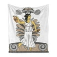 thumbnail image 1 of Retro Soft Flannel Fleece Throw Blanket, Greek Woman with Amphoras in Classical Style Colored Variant Art, Cozy Plush for Indoor and Outdoor Use, 70" x 90", Grey Pale Brown Black, by Ambesonne, 1 of 5