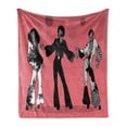 thumbnail image 1 of Retro Soft Flannel Fleece Throw Blanket, Group of 3 Dancing Funk or Disco in Exotic Outfits, Cozy Plush for Indoor and Outdoor Use, 50" x 60", Grey Ruby, by Ambesonne, 1 of 5