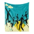 thumbnail image 1 of Retro Soft Flannel Fleece Throw Blanket, Grunge Silhouettes with Old Fashioned Clothes Dancing Party Weathered Background, Cozy Plush for Indoor and Outdoor Use, 60" x 80", Multicolor, by Ambesonne, 1 of 6