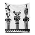 thumbnail image 1 of Retro Soft Flannel Fleece Throw Blanket, Hellenic Vases and Ionic Columns Design Amphora Antiquity Culture, Cozy Plush for Indoor and Outdoor Use, 60" x 80", Black and White, by Ambesonne, 1 of 6
