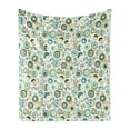 thumbnail image 1 of Retro Soft Flannel Fleece Throw Blanket, Joy of Nature Coming Alive in Spring Pastel Colored Flowers, Cozy Plush for Indoor and Outdoor Use, 70" x 90", Mint Green Sky Blue, by Ambesonne, 1 of 5
