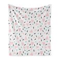 thumbnail image 1 of Retro Soft Flannel Fleece Throw Blanket, Large Triangles and Circles Polka Dots Lines Fun Pattern Print, Cozy Plush for Indoor and Outdoor Use, 50" x 60", Pale Pink Teal Black, by Ambesonne, 1 of 5