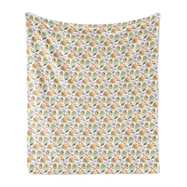 Retro Soft Flannel Fleece Throw Blanket, Motifs of Eighties and Nineties Memphis Style Pattern with Swirls Triangles Dots, Cozy Plush for Indoor and Outdoor Use, 50" x 60", Multicolor, by Ambesonne
