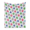 thumbnail image 1 of Retro Soft Flannel Fleece Throw Blanket, Notebook Style Backdrop with Lively Colored Chamomile Flowers and Little Hearts, Cozy Plush for Indoor and Outdoor Use, 50" x 70", Multicolor, by Ambesonne, 1 of 5