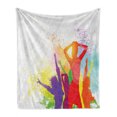 thumbnail image 1 of Retro Soft Flannel Fleece Throw Blanket, Party Theme Splashing Dancing Girls Abstract Illustration Design Pattern, Cozy Plush for Indoor and Outdoor Use, 50" x 60", Multicolor, by Ambesonne, 1 of 6