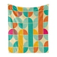 thumbnail image 1 of Retro Soft Flannel Fleece Throw Blanket, Pop Art Funky Unusual Geometric Forms Mosaic Style Old Fashioned Graphic, Cozy Plush for Indoor and Outdoor Use, 70" x 90", Multicolor, by Ambesonne, 1 of 5