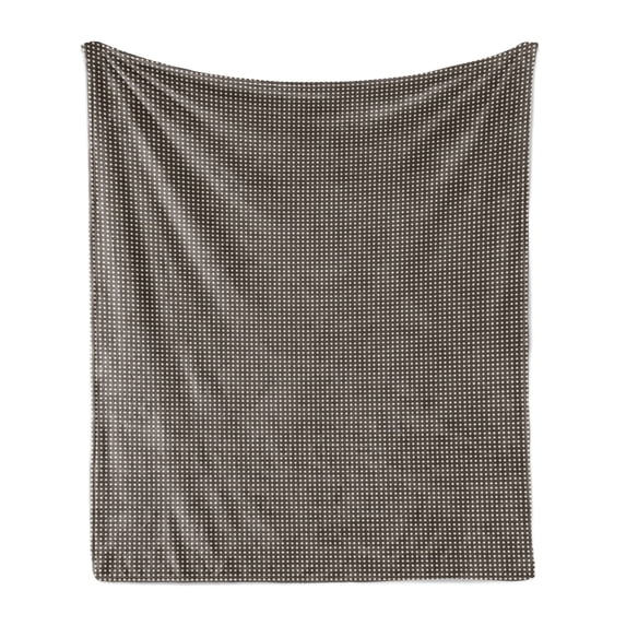 Retro Soft Flannel Fleece Throw Blanket, Simplistic Continuous Polka Dots with Halftone Inspired Earthy Tones, Cozy Plush for Indoor and Outdoor Use, 60" x 80", Dark Taupe and Champagne, by Ambesonne
