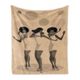 thumbnail image 1 of Retro Soft Flannel Fleece Throw Blanket, Singers Dancing Wild Style of Sixties, Cozy Plush for Indoor and Outdoor Use, 50" x 60", Pastel Brown Taupe, by Ambesonne, 1 of 5