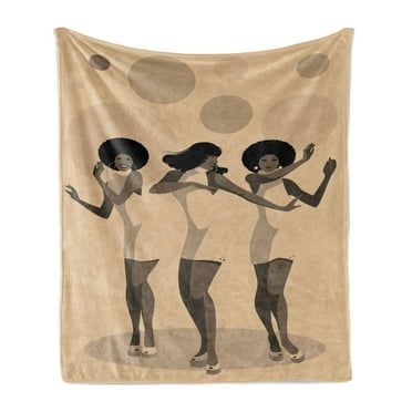 Retro Soft Flannel Fleece Throw Blanket, Singers Dancing Wild Style of Sixties, Cozy Plush for Indoor and Outdoor Use, 50" x 60", Pastel Brown Taupe, by Ambesonne