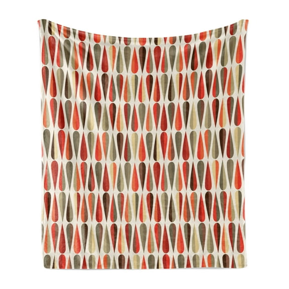 Retro Soft Flannel Fleece Throw Blanket, Sixties and Seventies Style Geometric Round Shaped Repeated Symmetric Design, Cozy Plush for Indoor and Outdoor Use, 50" x 60", Multicolor, by Ambesonne