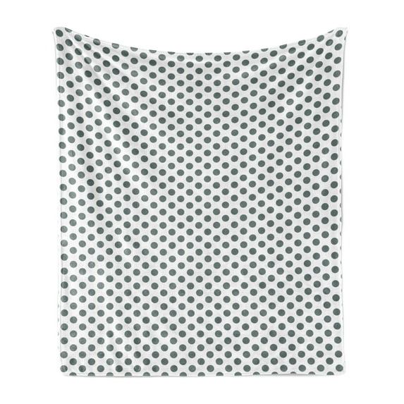 Retro Soft Flannel Fleece Throw Blanket, Sketchy Hand Drawn Vintage 50s 60s Points Polka Dots Zigzags, Cozy Plush for Indoor and Outdoor Use, 70" x 90", Charcoal Grey White, by Ambesonne