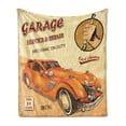thumbnail image 1 of Retro Soft Flannel Fleece Throw Blanket, Vintage Garage Advertising Worn Print with Engines and Mechanical , Cozy Plush for Indoor and Outdoor Use, 50" x 60", Orange Cream Red, by Ambesonne, 1 of 5
