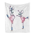 thumbnail image 1 of Retro Soft Flannel Fleece Throw Blanket, Watercolor Style Illustration Dancing Ballerina Mice with Pink in Pink Dresses, Cozy Plush for Indoor and Outdoor Use, 50" x 60", Multicolor, by Ambesonne, 1 of 5