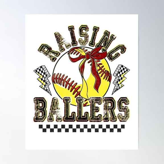 Retro Softball Baseball, Raising Ballers Poster Wall Art, Modern Wall Decor For Living Room Bedroom, 8x12 UNFRAMED