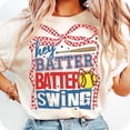 thumbnail image 1 of Retro Softball Batter Batter Swing T-Shirt, Checkered Softball Coquette Shirt, Game Day Coquette Tee, Softball Mom Shirt, Softball Graphic T-Shirt, 1 of 5