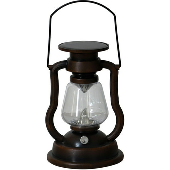 Retro Solar LED Hanging Lantern, Black Metal Outdoor Oil Lamp Style Light with Flickering Flame Effect, 8.7 Inch Decorative Solar Candle Lantern for Garden Patio Camping