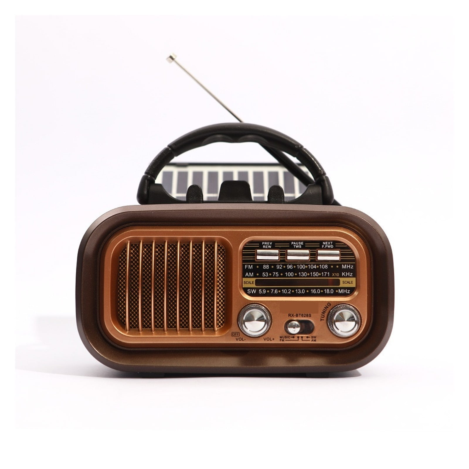 Retro Solar-Powered Portable Multi-Function Radio RX-BT628S With Three Frequency Bands For Outdoor And Emergency Use ,Listen Anytime, Anywhere