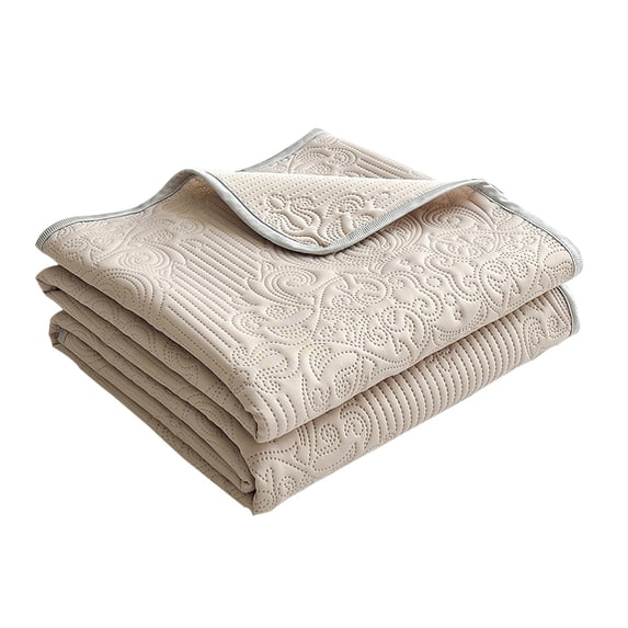 Retro Solid-Color Quilted Summer Lightweight Quilt, Reversible Microfiber Quilt with Imperial Style, Comfortable and Cool Air-Conditioning Quilt, Suitable for All Seasons,Champagne-colored,100x150cm